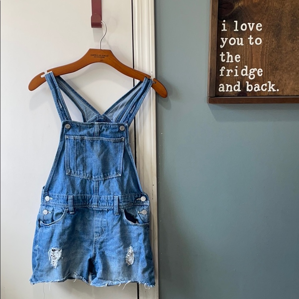 Distressed Shorts Overalls